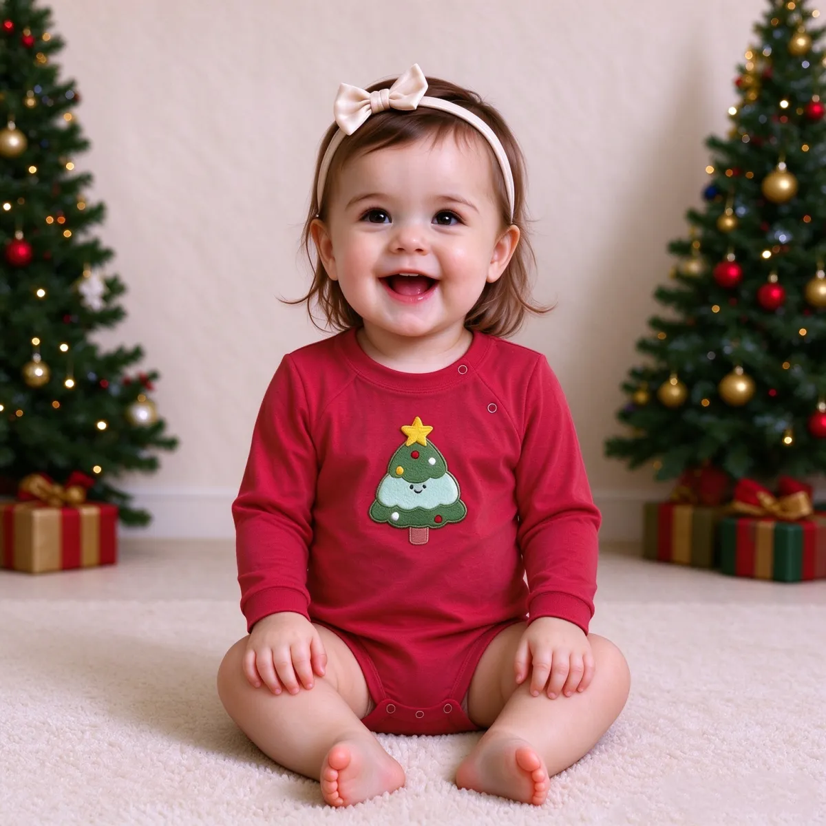 Baby Holiday Outfit Sets, Long Sleeve Onesie + Matching Socks, Christmas Tree, Reindeer, Gingerbread Man & Snowman
